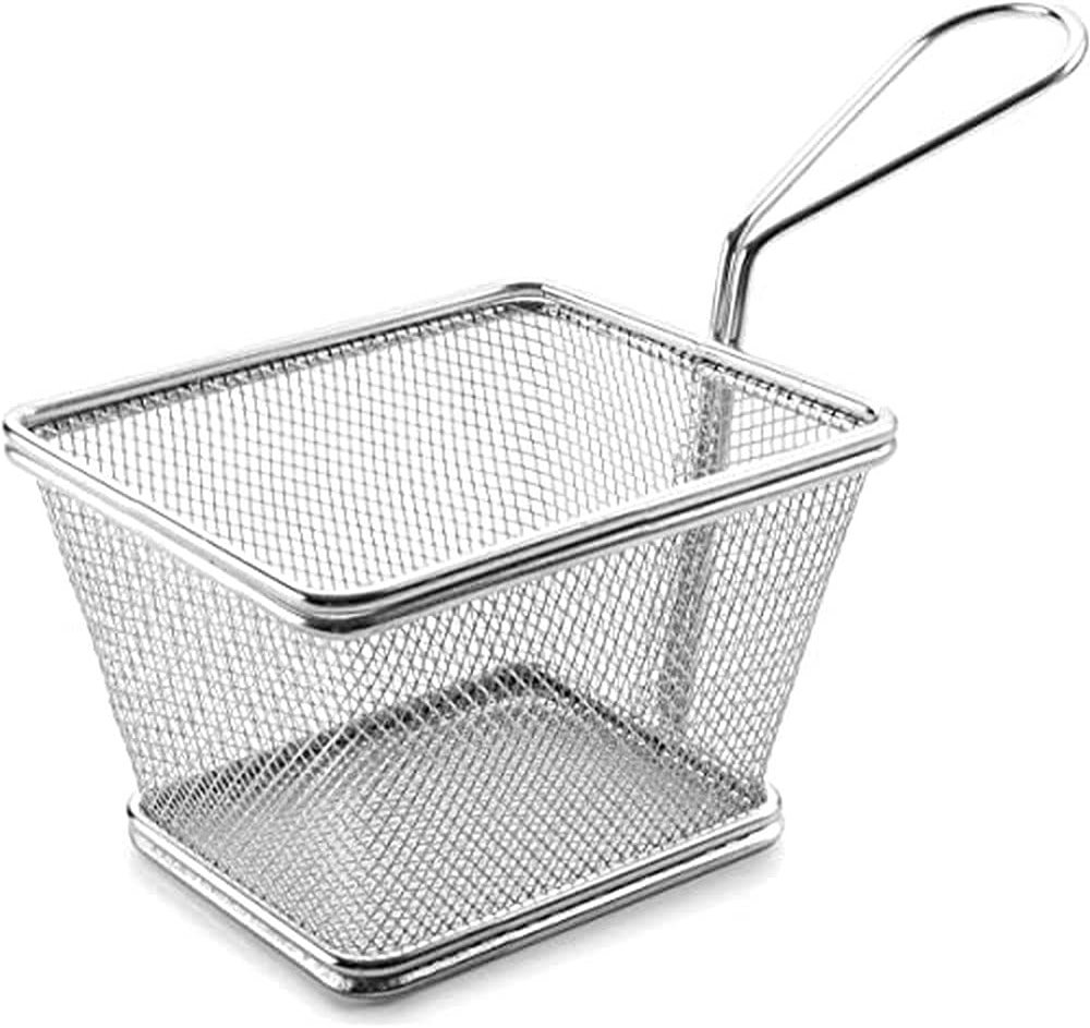 Lacor Square Chip Basket, Stainless Steel Silver, 10 x 8 x 7 cm - Product Image