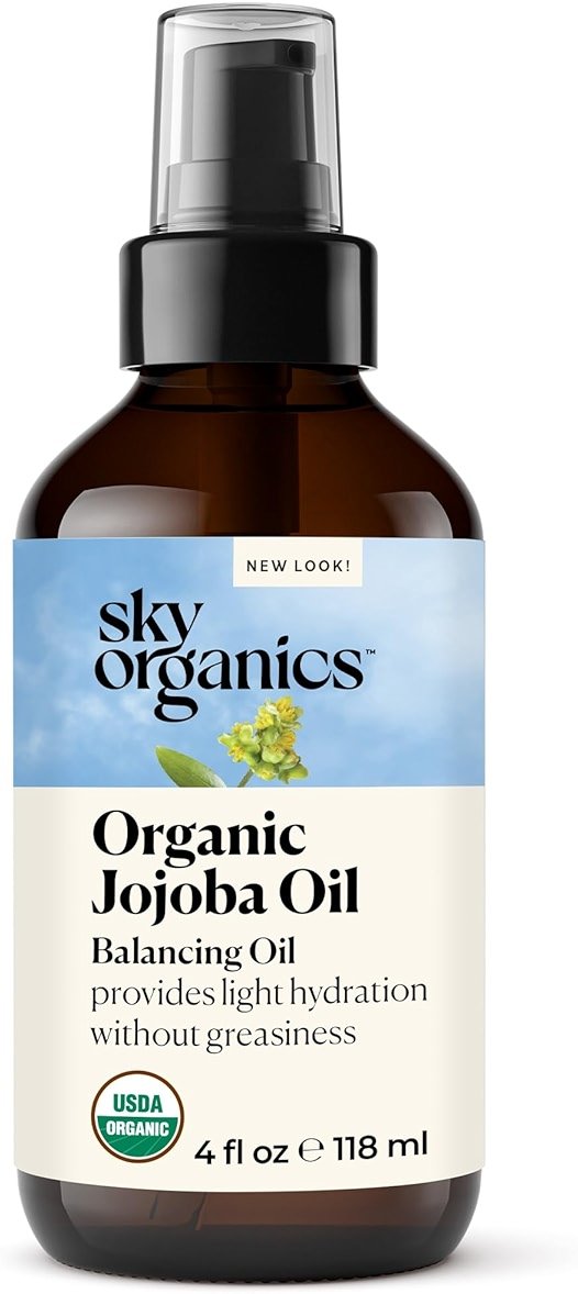 Sky Organics Organic Jojoba Oil, 100% Pure | Moisturizing for Face, Hair, Skin & Nails | Natural Cold Pressed Hexane Free | Base Carrier Oil - Product Image