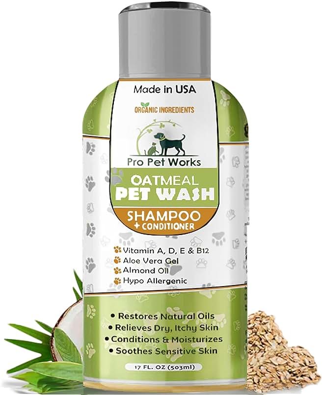Oatmeal Dog Shampoo and Conditioner for Allergies, Itching and Sensitive Skin - Smelly, Itchy Pet Cleaning Supplies - Puppy Wash, Anti Itch and Dandruff, All Natural Formula - with Omega 3's - Product Image