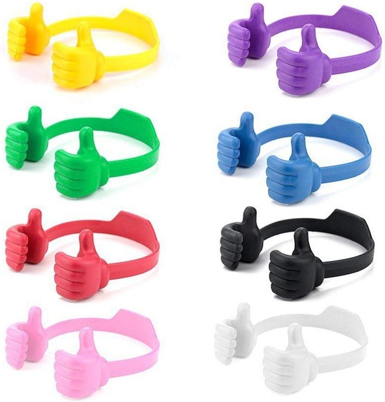 BUTEFO Thumbs up Cell Phone Holder Adjustable Silicone Tablet Stand Portable Desktop OK Stands Compatible for iPhone iPad Samsung Motorcycle Google TCL (Multi Colors, 8) - Product Image