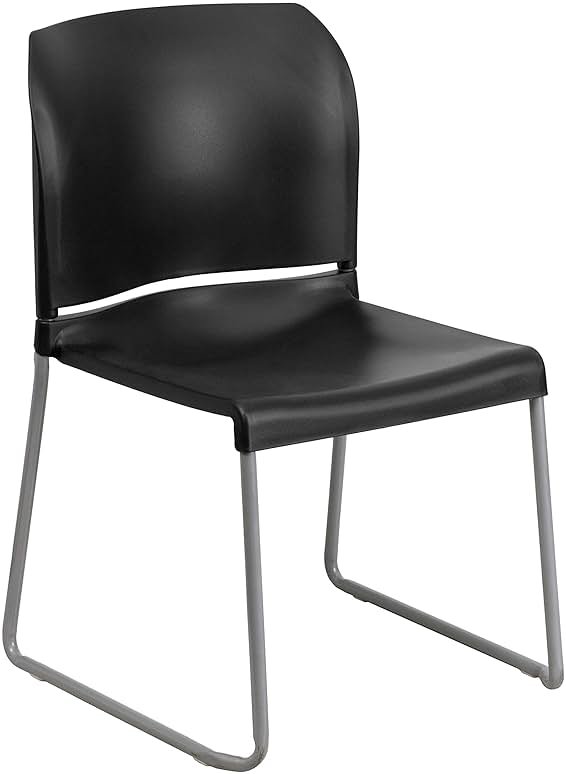 Flash Furniture Hercules Series Contoured Stacking Chairs for Waiting Rooms and Offices, Ergonomic Lobby Chairs with Curved Back, Set of 5, Black - Product Image