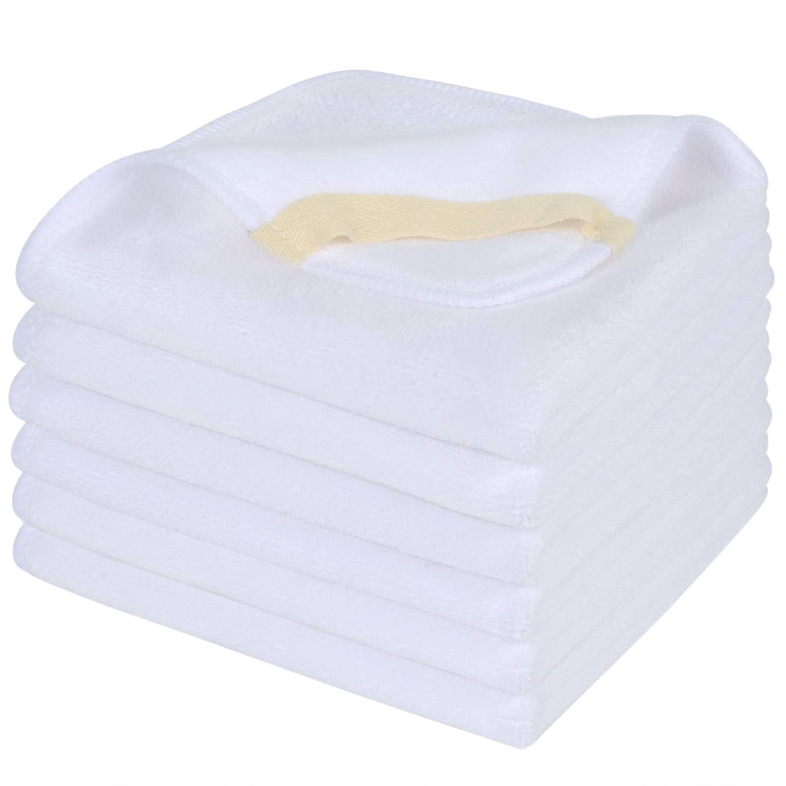 SINLAND Microfiber Facial Cloths Fast Drying Washcloth 12inch x 12inch White 6 pack - Product Image