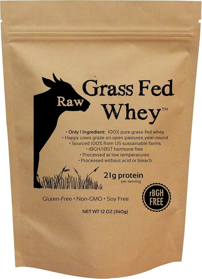 Raw Grass Fed Whey Protein Powder, Unflavored – 1 Ingredient, No Additives or Fillers, Undenatured, Made in USA, 12 oz - Product Image