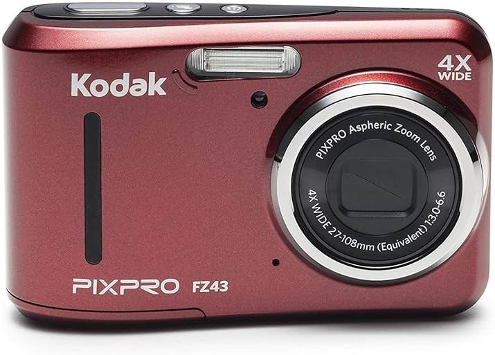 Kodak PIXPRO Friendly Zoom FZ43-RD 16MP Digital Camera with 4X Optical Zoom and 2.7" LCD Screen (Red) - Product Image
