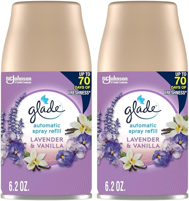 Glade Automatic Spray Refill, Air Freshener for Home and Bathroom, Lavender & Vanilla, 6.2 Oz, 2 Count - Product Image