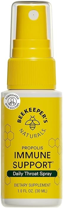 Propolis Throat Spray by Beekeeper's Naturals - 95% Bee Propolis Extract, Natural Immune Support & Sore Throat Relief - Antioxidants, Keto, Paleo, Gluten-Free (1.0 oz)(Pack of 1) - Product Image