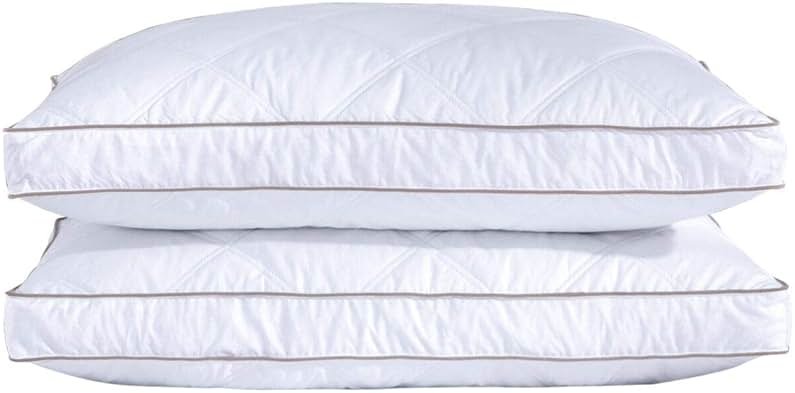 puredown® Goose Feathers and Down Pillow for Sleeping Hotel Collection Bed Pillows, Gusseted, King, Set of 2 - Product Image