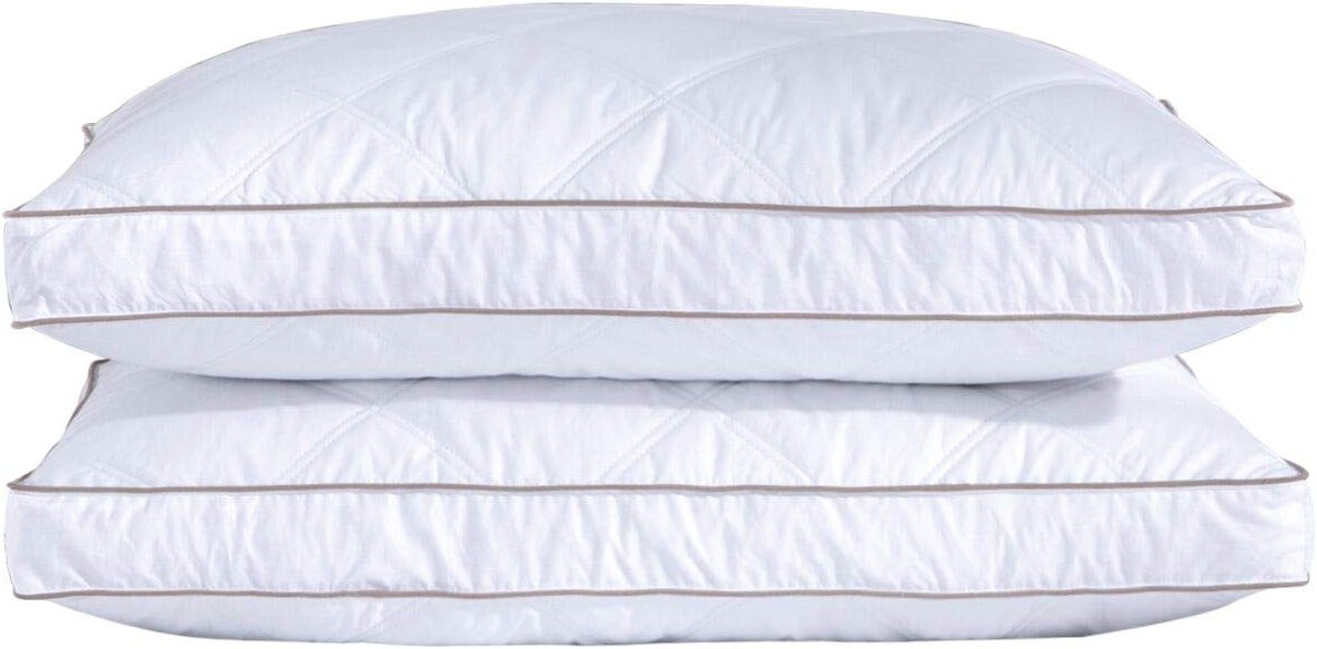 puredown® Goose Feathers and Down Pillow for Sleeping Hotel Collection Bed Pillows, Gusseted, King, Set of 2 - Product Image