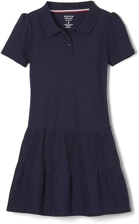 French Toast Girls Ruffle Pique Polo School Uniform Dress - Product Image