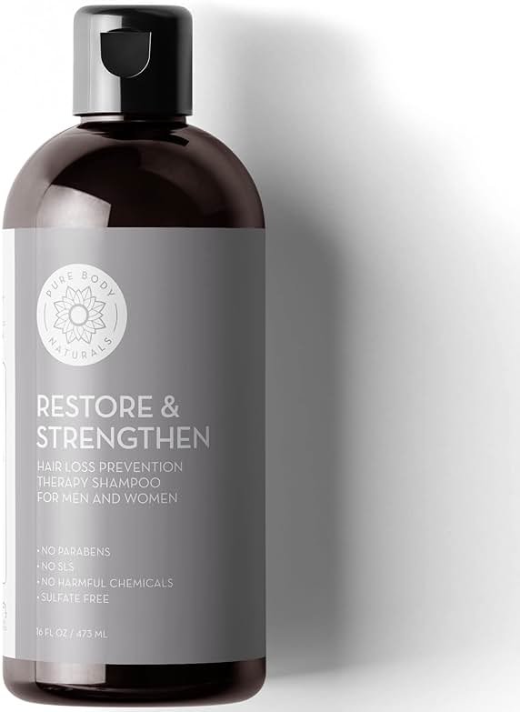 Pure Body Naturals Hair Loss Shampoo to Restore and Strengthen, Large 16 Ounce, DHT Blocker Shampoo for Thinning Hair, for Men and Women (Label Varies) - Product Image
