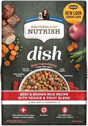 Nutrish Rachael Ray Dish Beef & Brown Rice Recipe with Veggie & Fruit Blend Dry Dog Food, 11.5 lb. Bag - Product Image