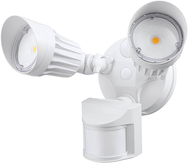 LEONLITE COB LED Security Light, Motion Sensor Outdoor Lights, Dusk to Dawn, 100-277V, ETL Listed, Adjustable Heads, Motion Detector Flood Light, Aluminum, IP65 Waterproof, 5000K Daylight, White - Product Image