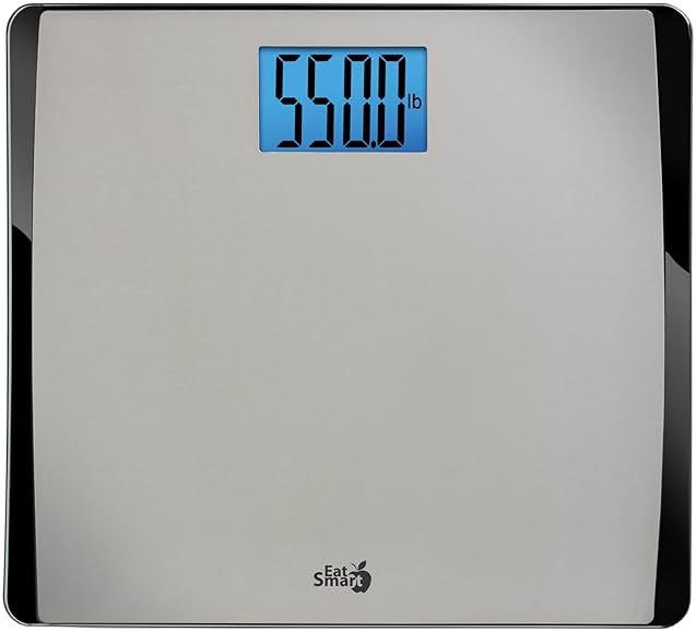 Eat Smart Precision 550 Pound Extra-High Capacity Digital Bathroom Scale, Extra-Wide Platform, Stainless Steel Body Weight Scale with Step-On Tech, Silver - Product Image