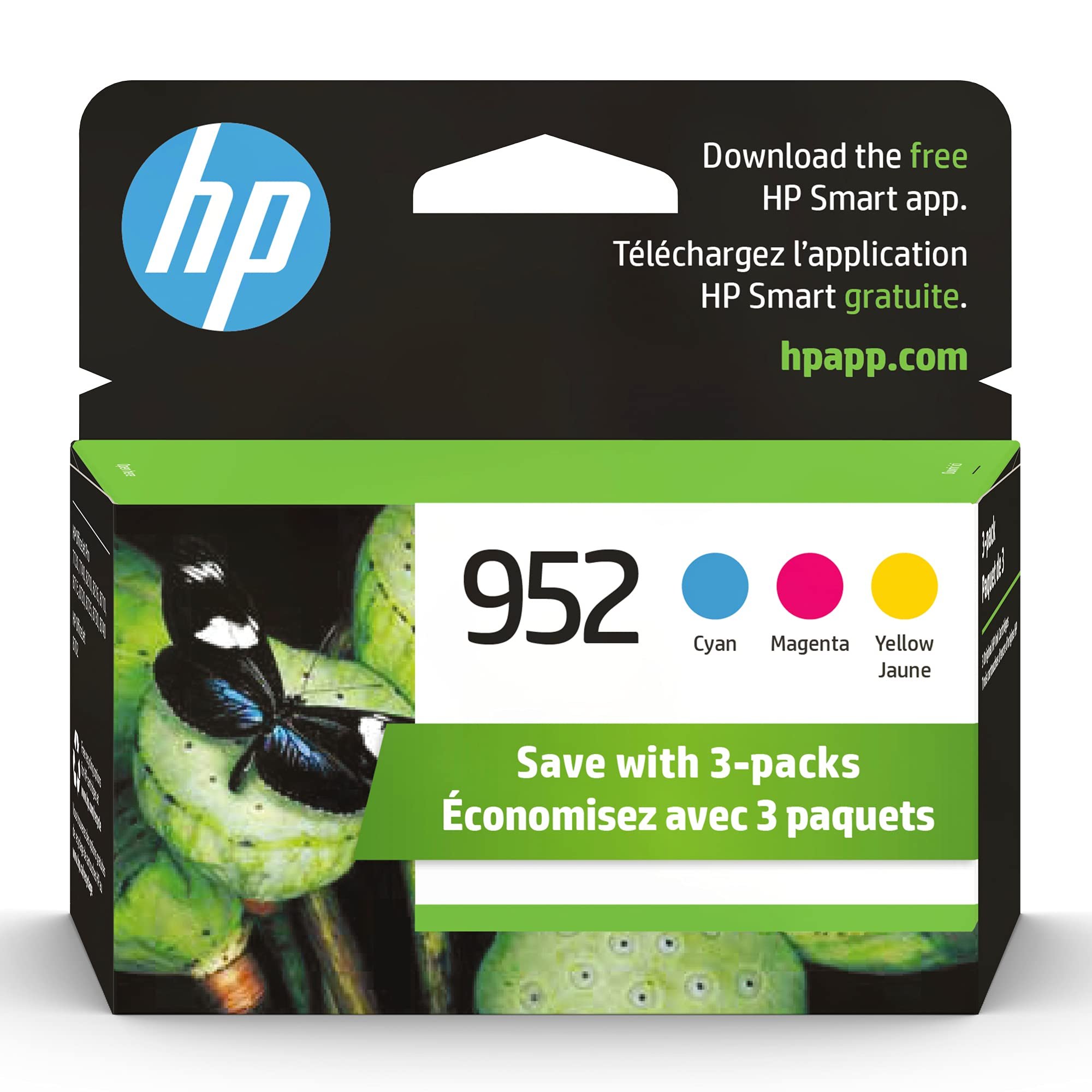 HP 952 Cyan, Magenta, Yellow Ink Cartridges (3-Pack) | Works with Printer Series: OfficeJet 8702, OfficeJet Pro 7720, 7740, 8210, 8710, 8720, 8730, 8740 | Eligible for Instant Ink | N9K27AN - Product Image