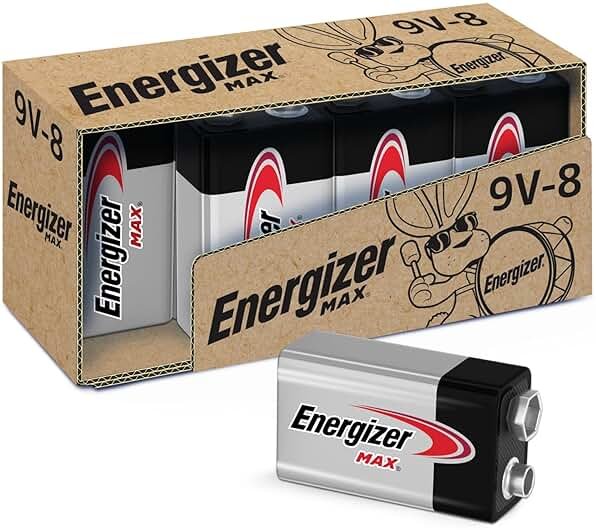Energizer MAX 9V Batteries (8 Pack), 9 Volt Alkaline Batteries - Product Image