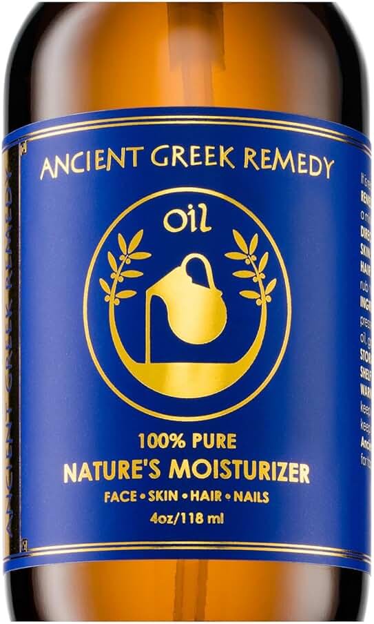 Ancient Greek Remedy Body Oil - Organic After Shower Face Oil & Body Moisturizer for Dry Skin - Almond, Jojoba, Olive, Lavender, Vitamin E Oils - Natural Clean Facial Skincare for Women & Men 4 oz - Product Image