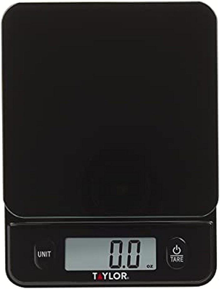 Taylor Glass Top Food Scale with Touch Controls, 11 lb Capacity, Sleek Black Design for Precision Food Measurement in Grams and Ounces - Product Image