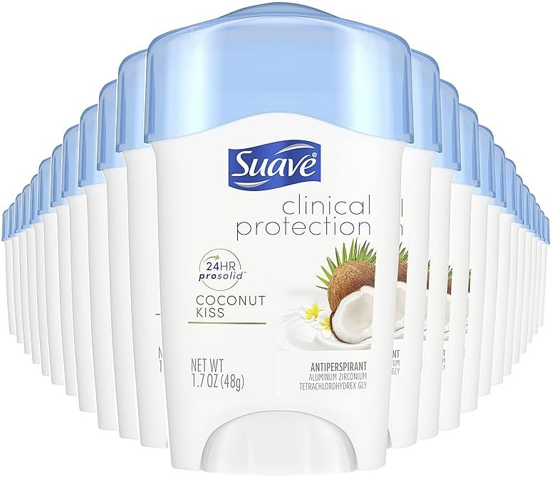 Suave Clinical Protection Coconut Kiss Soft Solid Antiperspirant Deodorant for Women, 48HR Sweat & Odor Control, Extra-Strength Underarm Deodorant, 24 Count, 1.7 OZ EA - Product Image