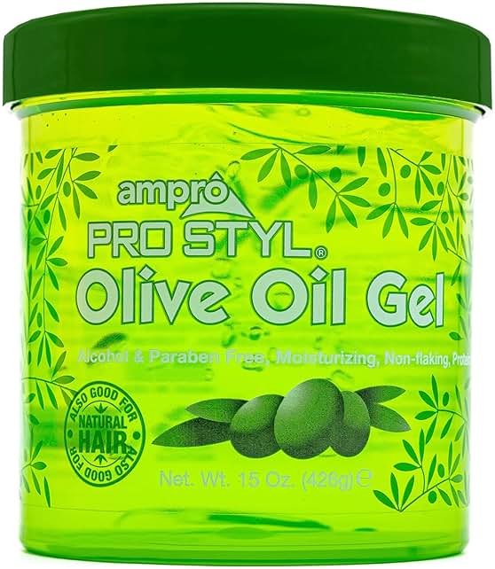 AmPro Pro Styl Protein Styling Gel - Moisturizes and Defines Strands - Helps Protect and Hydrate, Tames and Adds Shine without Weighing Down Tresses - Alcohol and Paraben Free - Olive - 15 oz - Product Image