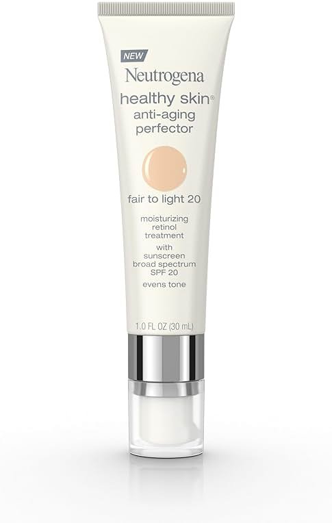 Neutrogena Retinol Treatment and Tinted Facial Moisturizer, Healthy Skin Anti-Aging Perfector with Broad Spectrum SPF 20 Sunscreen with Titanium Dioxide, 20 Fair to Light, 1 fl. oz - Product Image