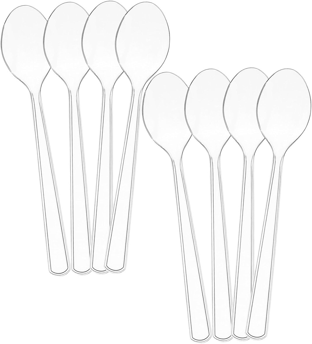 Set of 8 - 10 Clear Plastic Serving Spoons For Events Reusable or Disposable - Product Image