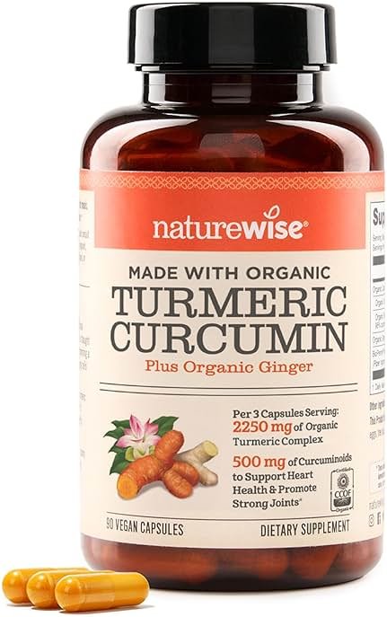 NatureWise Curcumin Turmeric 2250mg - 95% Curcuminoids & BioPerine Black Pepper Extract for Advanced Absorption - Daily Joint and Immune Health Support - Vegan, Non-GMO, 90 Count[30-Day Supply] - Product Image