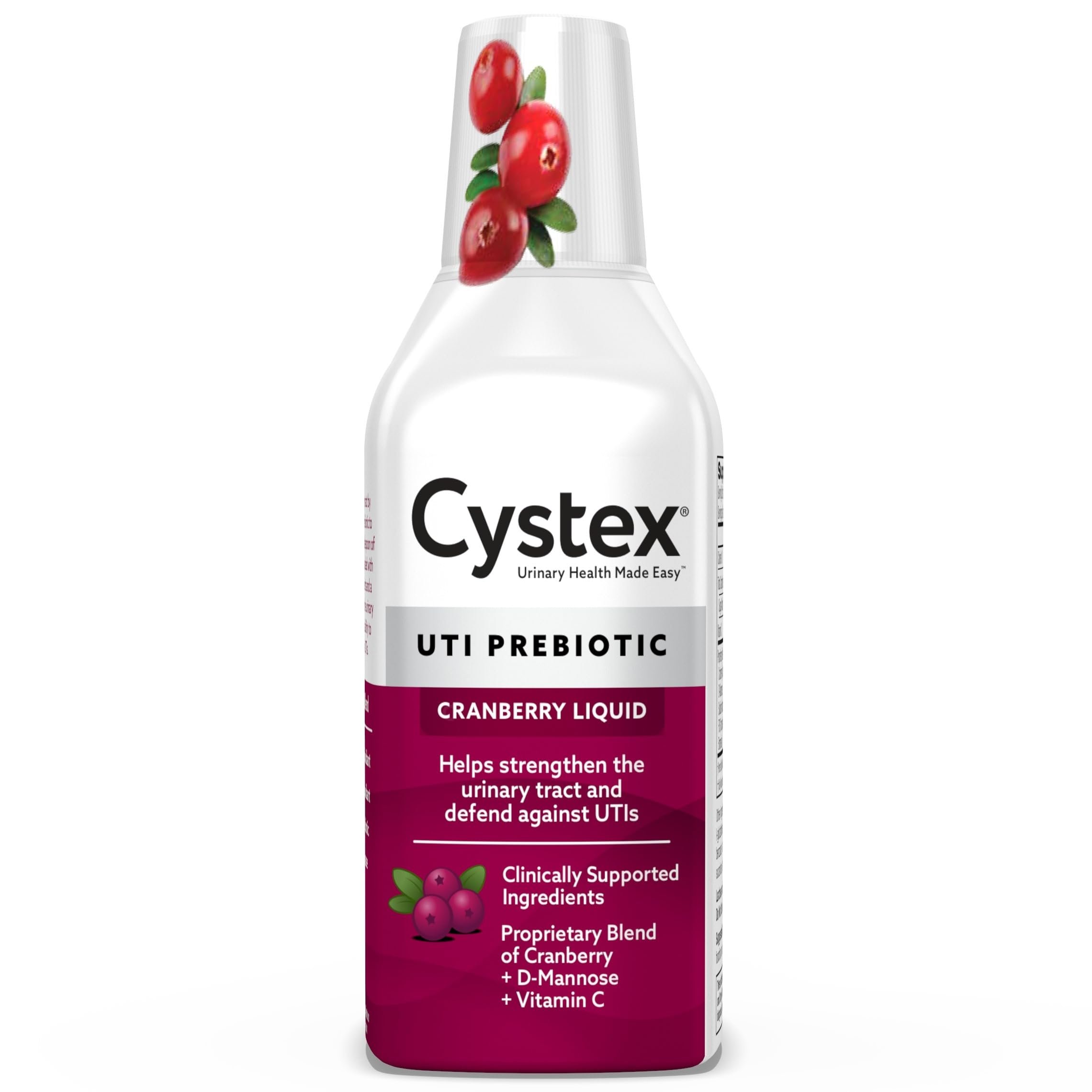 Cystex Cranberry Urinary Health Supplement Liquid - D-Mannose, Prebiotic, & Vitamin C for Urinary Tract & Bladder Support - Daily Urinary Wellness for Women & Men, Sugar-Free - 7.6 fl oz - Product Image