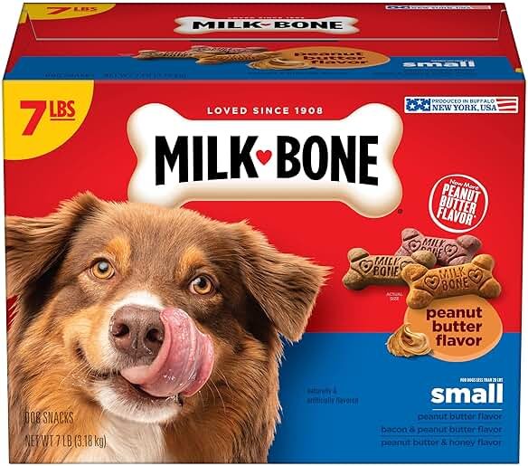 Milk-Bone Peanut Butter Flavor Dog Biscuits, Naturally & Artificially Flavored, 7 Lb. Box - Product Image