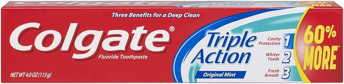 Colgate Triple Action Toothpaste, Mint - 4 ounce (Pack of 6) - Product Image