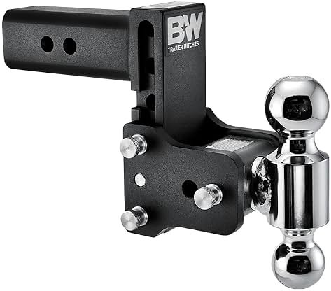 B&W Trailer Hitches Tow & Stow Adjustable Trailer Hitch Ball Mount - Fits 2.5" Receiver, Dual Ball (2" x 2-5/16"), 5" Drop, 18,000 GTW - TS20037B - Product Image
