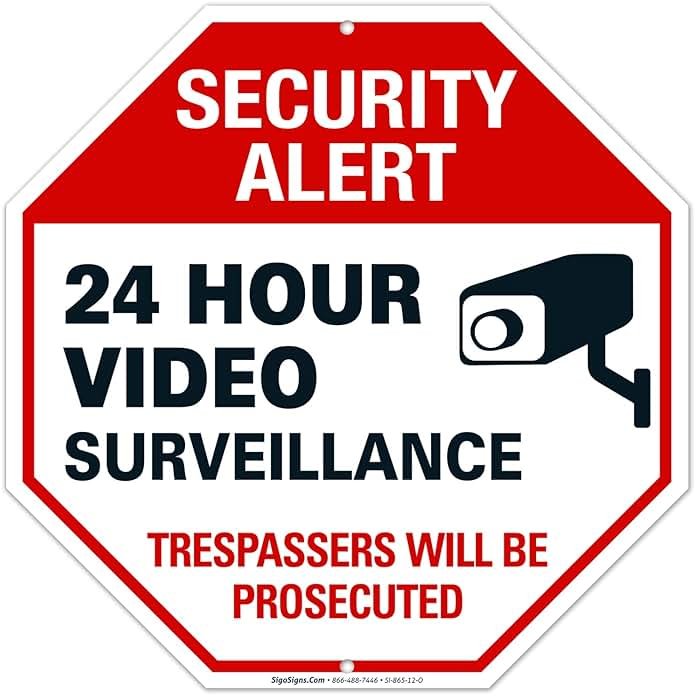 Video Surveillance Sign, Surveillance Sign, 12x12 Inches, Rust Free .040 Aluminum, Fade Resistant, Made in USA - Product Image