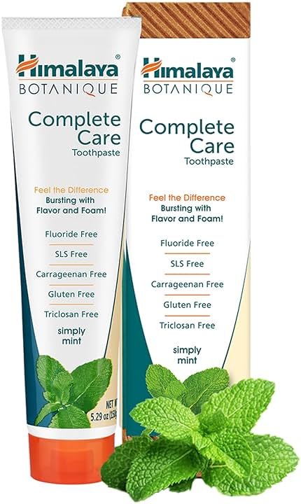 Himalaya Botanique Complete Care Toothpaste, Herbal, Mint Flavor, Fights Plaque, Freshens Breath, Fluoride Free, No Artificial Flavors, SLS Free, Cruelty Free, Foaming, 5.29 Oz, 1 Pack - Product Image