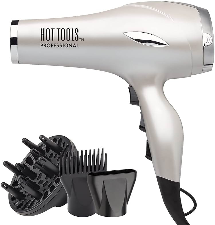 Hot Tools Pro Artist 2400 Turbo Ceramic Hair Dryer, Ionic Blow Dryer With 1875 Watt Fast Drying, Lightweight Design, 6 Heat Speed Settings, Cool Shot, Diffuser, Pik & Concentrator Attachments - Product Image