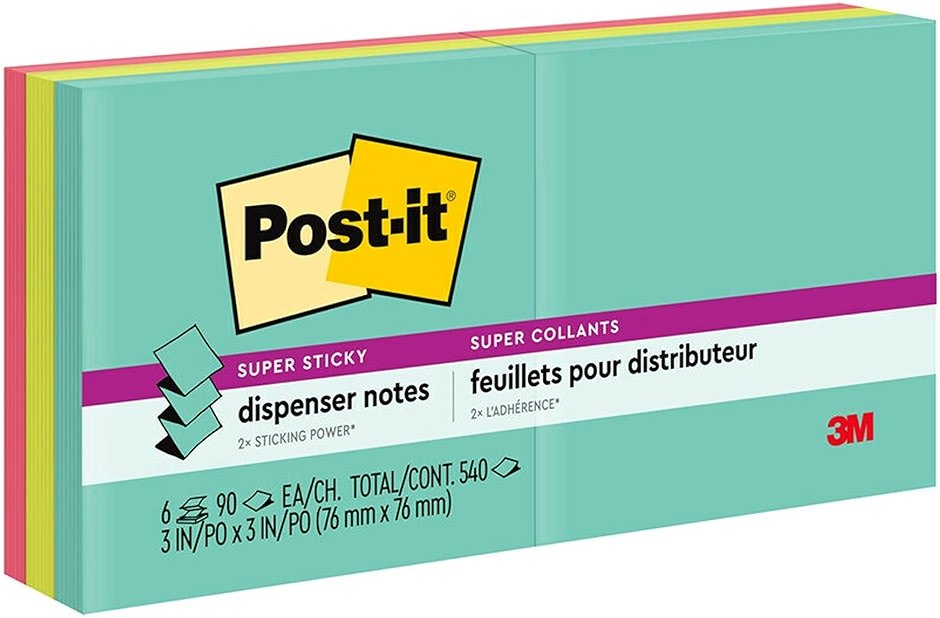 Post-it Super Sticky Pop-up Notes, 3x3 in, 6 Pads, 2X The Sticking Power, Supernova Neons, Bright Colors, Recyclable (R330-6SSMIA) - Product Image