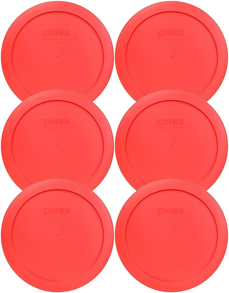 Pyrex 7201-PC 4-Cup Red Food Storage Replacement Lid (6-Pack) - Made in USA - Product Image