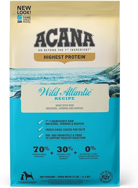 ACANA Highest Protein Grain Free Dry Dog Food Wild Atlantic Recipe 25lb Bag - Product Image