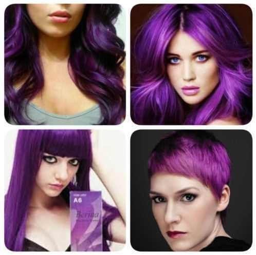 Berina New Professional Permanent Hair DYE Color Cream Purple Violet # A6 - Product Image