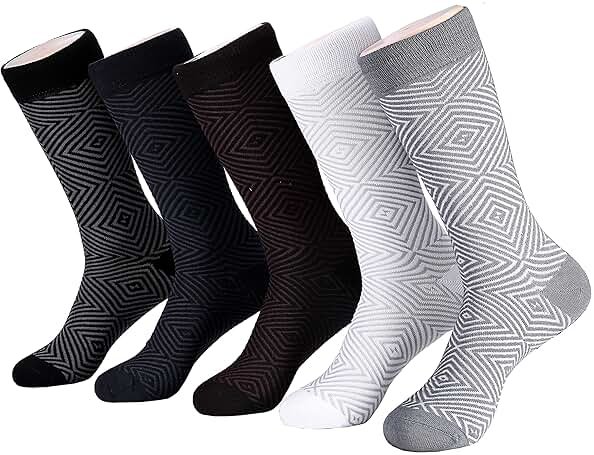 Marino Mens Patterned Dress Socks, Colorful Fun Socks, Fashion Cotton Socks - 5 Pack - Diamond Collection - 13-15 - Product Image