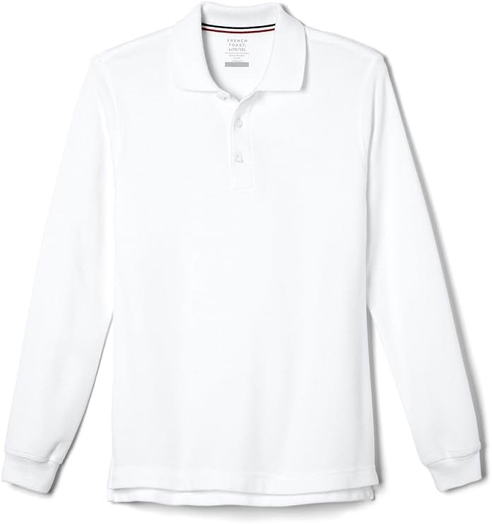 French Toast Boys Pique Polo School Uniform Shirt with Long Sleeves for Boys and Girls - Product Image