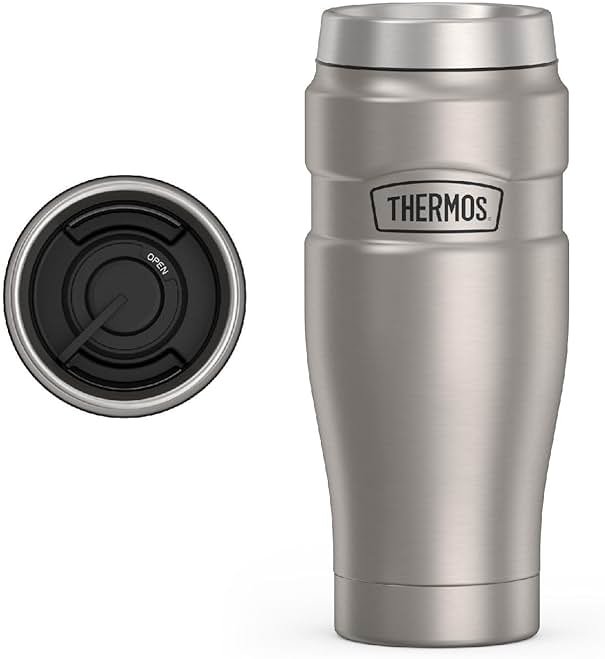 THERMOS Stainless King Vacuum-Insulated Travel Tumbler, 16 Ounce, Matte Steel - Product Image