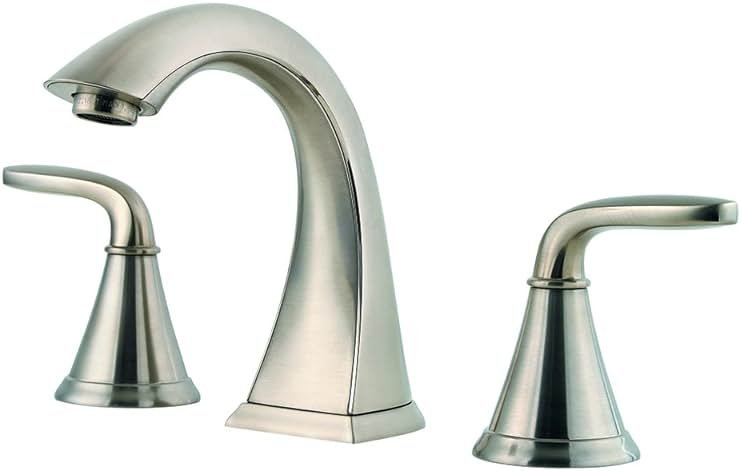 Pfister Pasadena 8 inch Widespread 3 Hole Bathroom Sink Faucet with 2 Handles, Brushed Nickel Finish, Push & Seal Drain, Water-Efficient WaterSense Certified LF049PDKK - Product Image