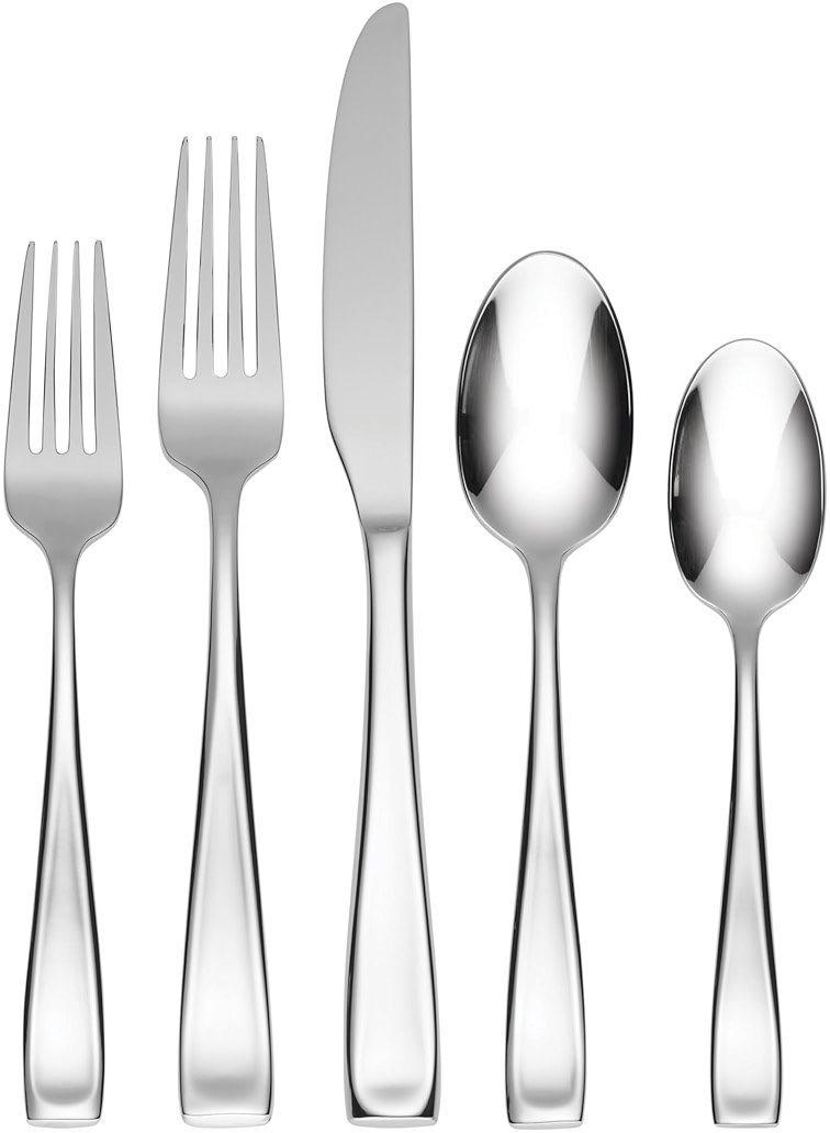 Oneida Silverware Set For 12, Moda 75-Piece Fine Flatware Set with Serving Utensils, Service For 12, 18/10 Stainless Steel, Mirror Finish, Dishwasher Safe, Knives Spoons and Forks Set(Silver 75 Piece) - Product Image