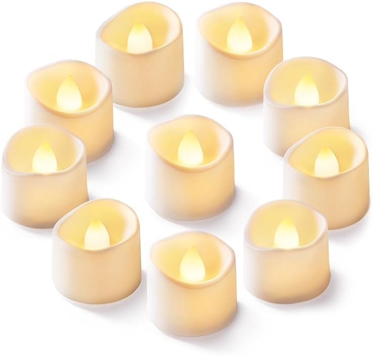Homemory 12Pcs Flickering Flameless Candle Battery Operated, 200+Hours Fake Electric LED Tea Lights for Votive, Centerpiece Table Decorations, Wedding, Aniversary, Halloween, Christmas - Product Image