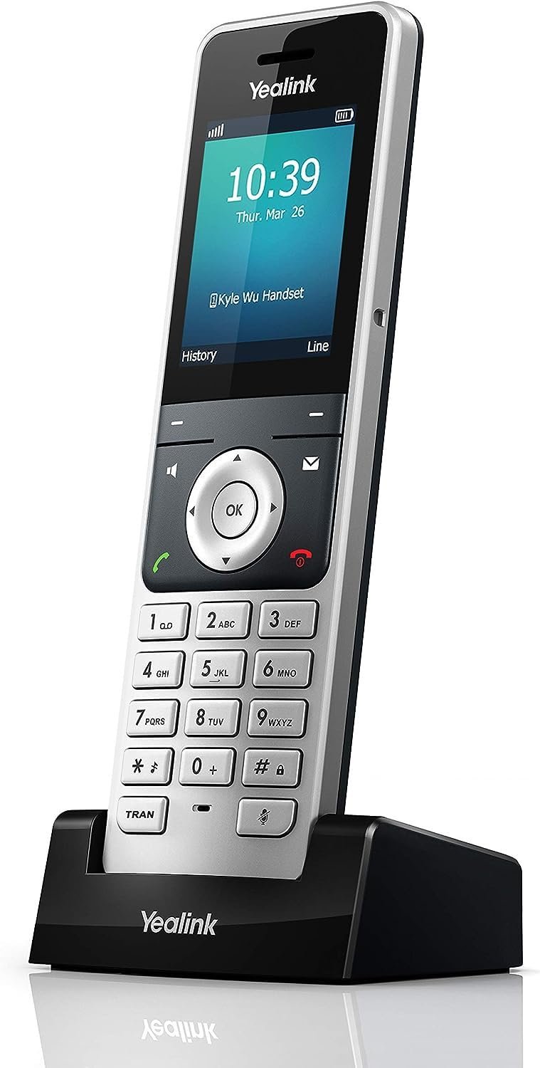 Yealink W56H Cordless DECT IP Phone, Base Station Not Included, 2.4-Inch Color Display. 10/100 Ethernet, 802.3af PoE, Power Adapter Included - Product Image