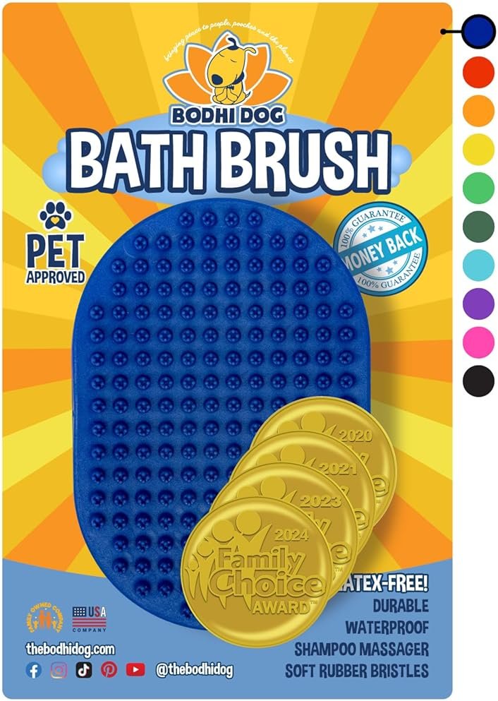 Bodhi Dog Shampoo Brush - Pet Grooming & Bath Supplies for Dogs and Cats - Bath Brush for Long & Short Hair - Premium Scrubber for Shower, Showerhead, Sprayer & Bathing (One Pack, Blue) - Product Image