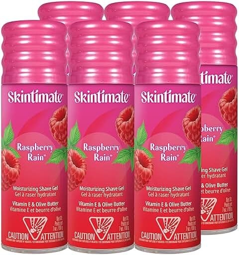 Skintimate Raspberry Rain Shave Gel for Women, 6 Pack | Skintimate Shaving Cream for Women, Womens Shaving Cream, Shave Cream, Shaving Foam, Womens Shave Gel, Pack of 6, 7oz each - Product Image