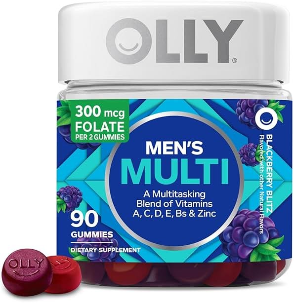 OLLY Men's Multivitamin Gummy, Vitamins A, C, D, E, B, Zinc, Blackberry Flavor, 45 Day Supply - 90 Count - Product Image