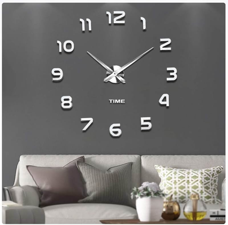 VANGOLD Frameless DIY Wall Clock 3D Mirror Wall Clock Large Mute Wall Stickers for Living Room Bedroom Home Decorations - Product Image