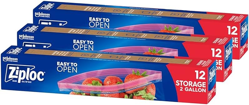 Ziploc 2 Gallon Food Storage Bags, Grip 'n Seal Technology for Easier Grip, Open, and Close, 36 Bags Total - Product Image