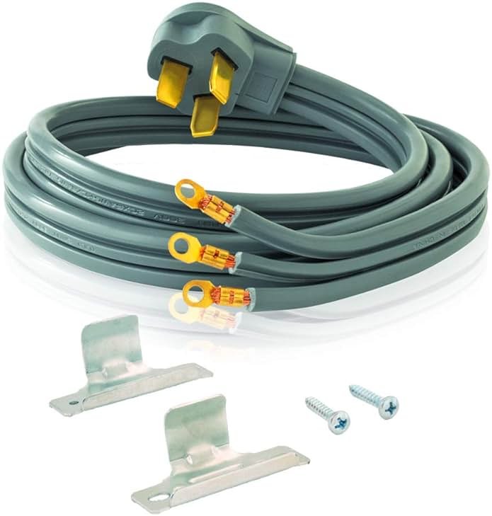 Eastman 3-Prong Electric Range Cord, 40 Amps, 4 Foot Length, Grey, 61256 - Product Image
